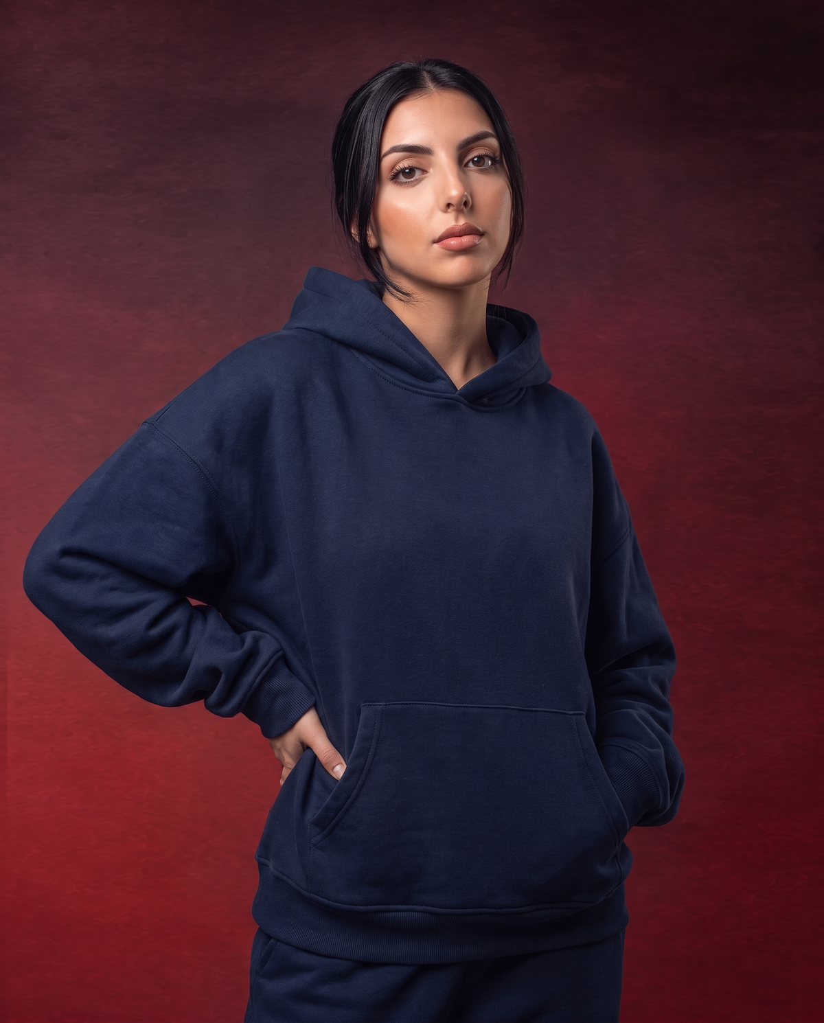 navy blue hoodie