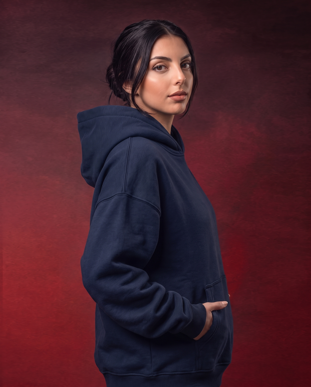 navy blue hoodie